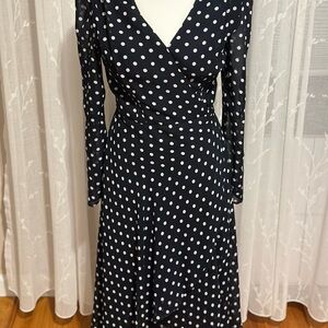 Elegant Black Polka Dot Wrap Dress
